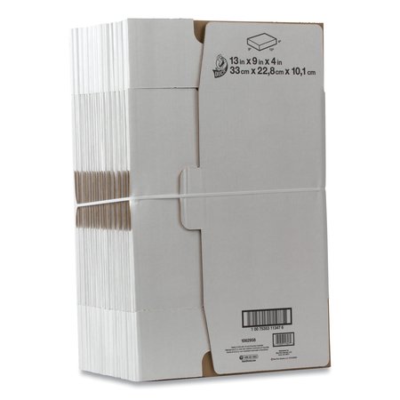 DUCK BRAND Ship Box, Self Lock, 13x9", White, PK25 1147639